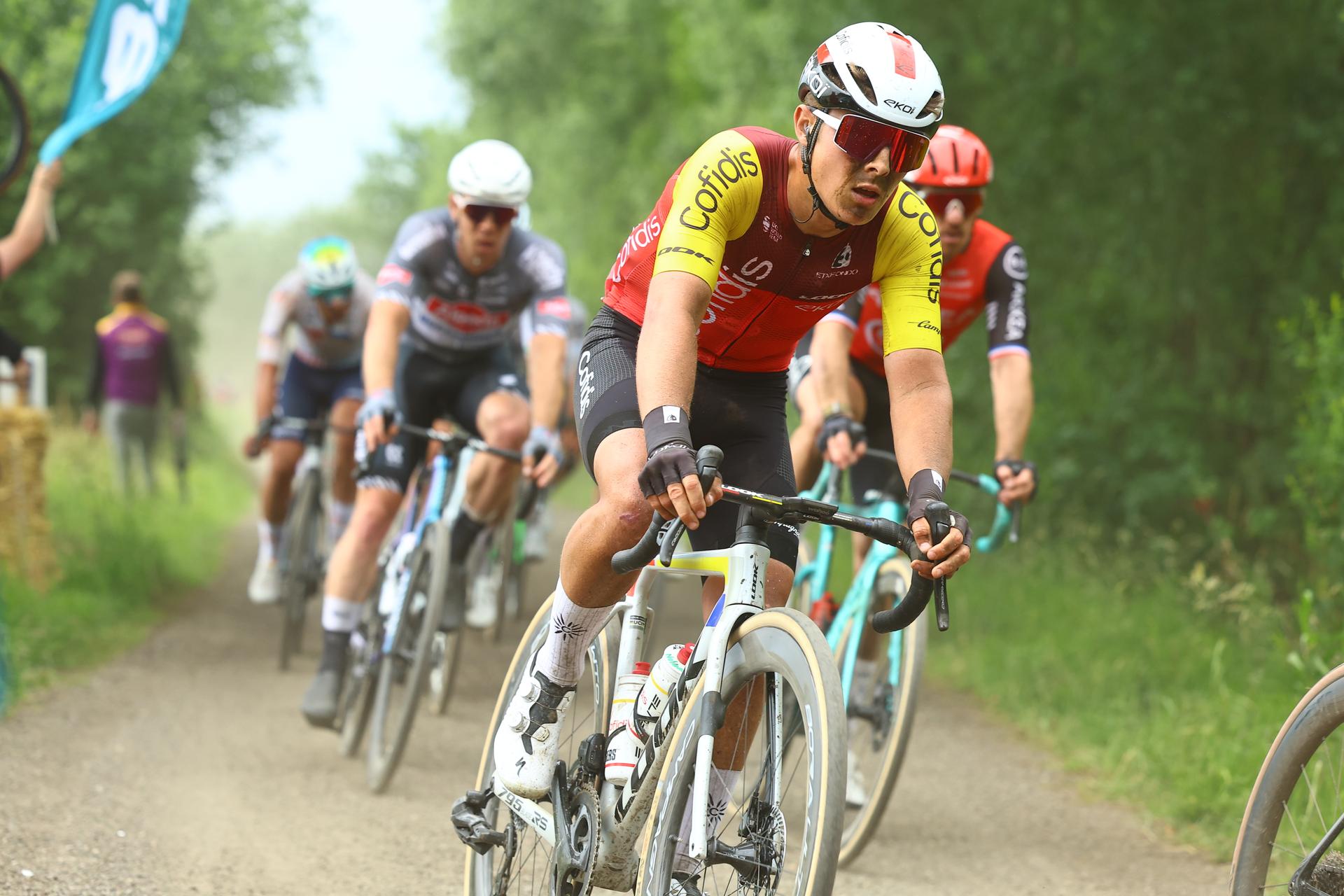 Belgian Aime De Gendt of Cofidis pictured in action during the 'Antwerp Port Epic men's elite one day cycling race, 182 km in and around Antwerp, second race (2/8) in the Lotto Belgium Cup, Monday 09 June 2025.  BELGA PHOTO DAVID PINTENS