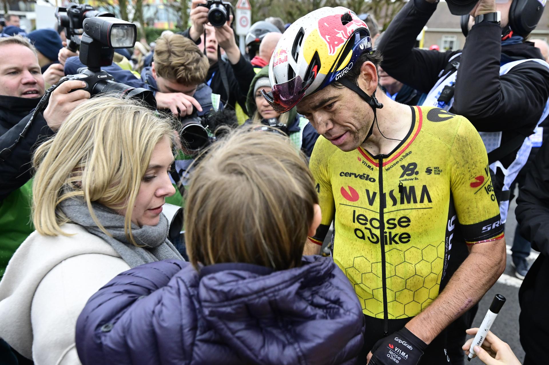 Belgian Wout van Aert of Team Visma-Lease a Bike and pictured after the 'E3 Saxo Bank Classic' one day cycling race, 208,8 km from and to Harelbeke, on Friday 28 March 2025. BELGA PHOTO DIRK WAEM