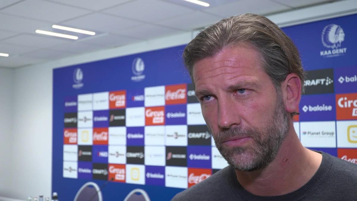 Video showing 00:00:00:00 - 00:02:30:07 French interview with Gent's head coach Rik De Mil after a press conference of Belgian soccer team KAA Gent to announce their new head coach, Wednesday 10 December 2025 in Gent. BELGA VIDEO MAARTEN WEYNANTS.
