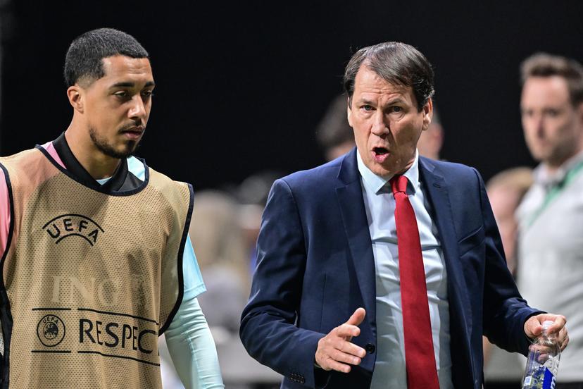 Belgium's Youri Tielemans and Belgium's head coach Rudi Garcia pictured during a friendly soccer game between the United States national team and Belgian national soccer team Red Devils in Atlanta, on Saturday 28 March 2026, in preparation for the 2026 World Cup. BELGA PHOTO DIRK WAEM