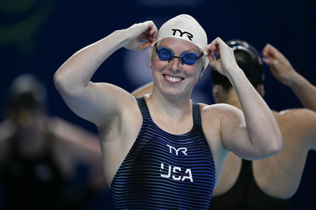 US' swimmer Lilly King prepares to compete in   a heat of the women's 50m breaststroke swimming event during the 2025 World Aquatics Championships in Singapore on August 2, 2025.  Oli SCARFF / AFP