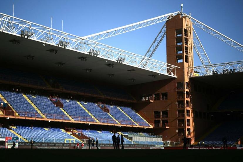 A general view shows empty stands at the Luigi-Ferraris Stadium before the Italian Serie A football match between Genoa and Juventus in Genoa, on September 28, 2024.  The match will be played behind closed doors due to clashes that occured between Genoa and Sampdoria supporters in a past Italian Cup match. MARCO BERTORELLO / AFP