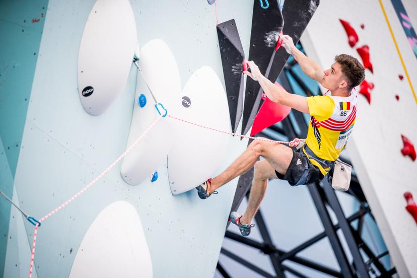 Belgium Hannes Van Duysen pictured in action during the men's Lead semi-final of the sport climbing event at the Paris 2024 Olympic Games, on Wednesday 07 August 2024 in Paris, France. The Games of the XXXIII Olympiad are taking place in Paris from 26 July to 11 August. The Belgian delegation counts 165 athletes competing in 21 sports. BELGA PHOTO JASPER JACOBS