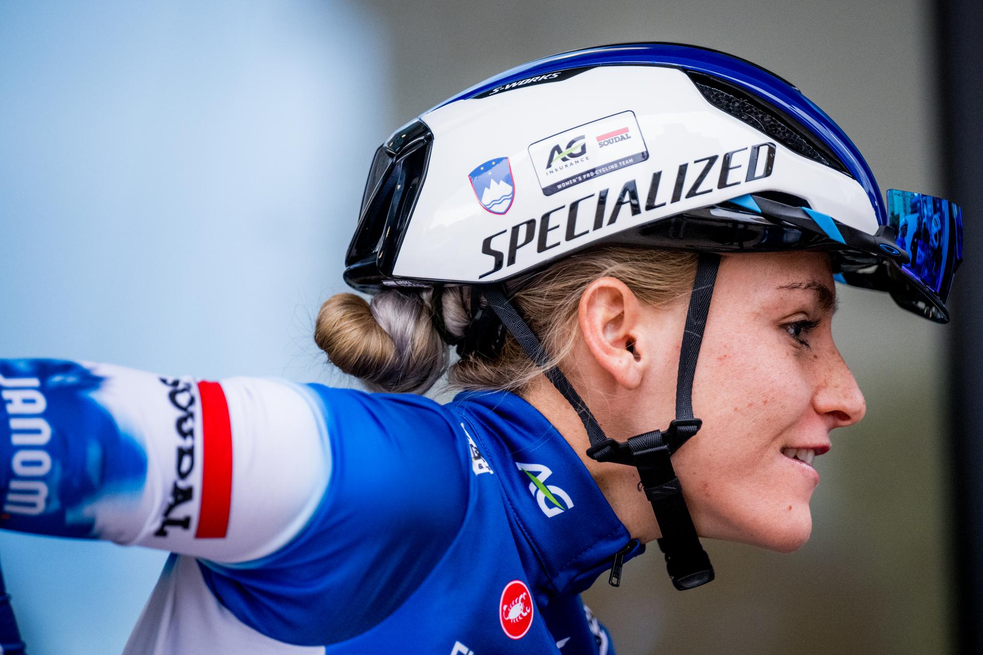 Slovenian Urska Zigart is seen at the media day of the Soudal Quick-Step cycling team in Calpe, Spain, Thursday 09 January 2025. BELGA PHOTO JASPER JACOBS