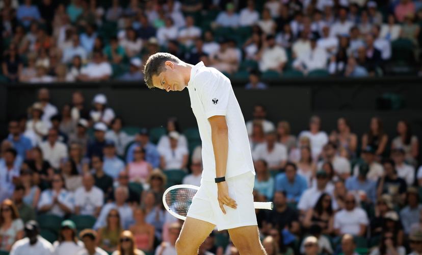 Belgian Alexander Blockx reacts during a first round game between Belgian Blockx and German Zverev in the Men's singles at the Wimbledon grand slam tennis tournament in London, Britain, Tuesday 30 June 2026. BELGA PHOTO BENOIT DOPPAGNE