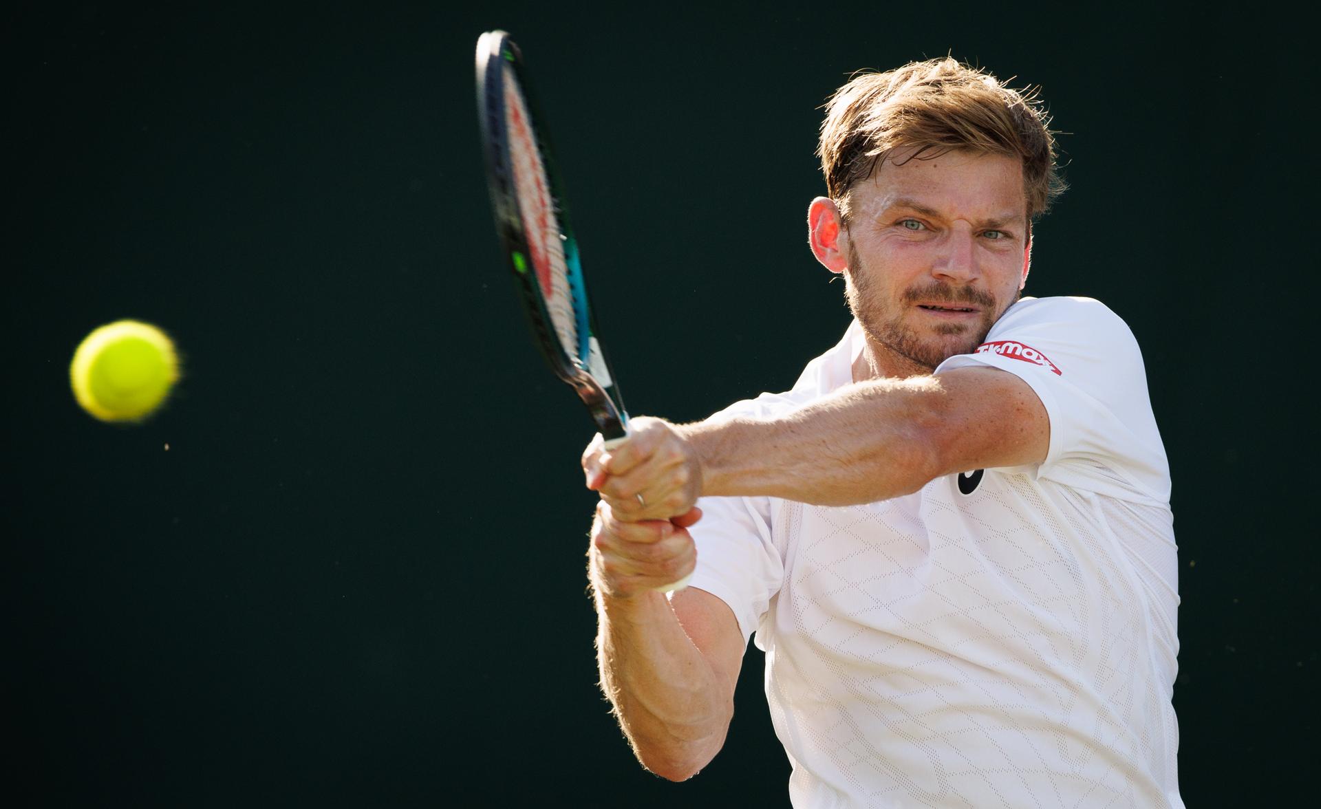 Belgian David Goffin pictured in action at a tennis game against UK's Hijikata, in the first round of the men's singles at the 2025 Wimbledon grand slam tournament, Tuesday 01 July 2025 at the All England Tennis Club, in South-West London, Britain. BELGA PHOTO BENOIT DOPPAGNE