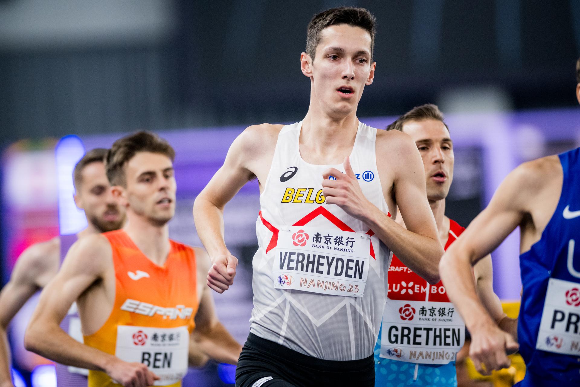 Belgian Ruben Verheyden pictured in action during the 1500m race, at the the World Athletics Indoor Championships, in Nanjing, China, Friday 21 March 2025. The championships take place from 21 to 23 March. BELGA PHOTO JASPER JACOBS