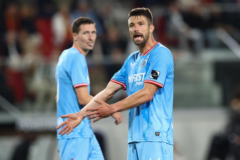 Club's Brandon Mechele reacts during a soccer match between KV Mechelen and Club Brugge, Friday 01 August 2025 in Mechelen, on day 2 of the 2025-2026 'Jupiler Pro League' first division of the Belgian championship. BELGA PHOTO BRUNO FAHY