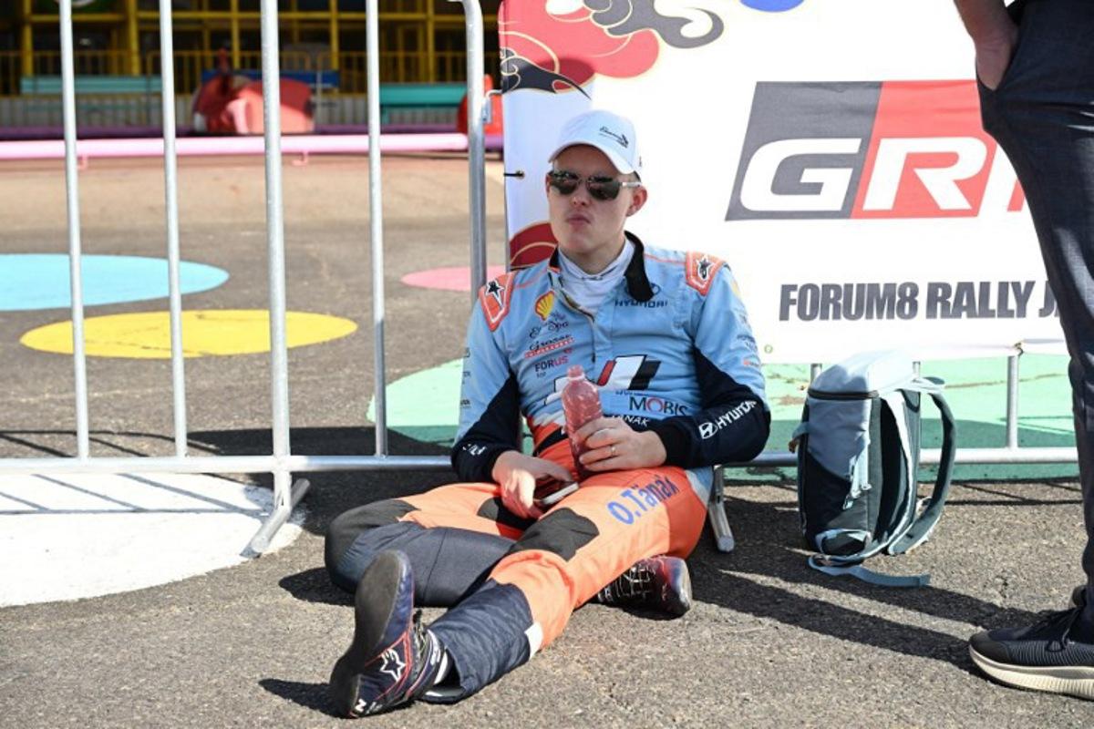 Ott Tanak of Estonia relaxes at the Enakyo park for Regroup during the Rally Japan, the 13th round of the FIA World Rally Championships in Nakatsugawa city, Gifu prefecture on November 8, 2025.  Toshifumi KITAMURA / AFP