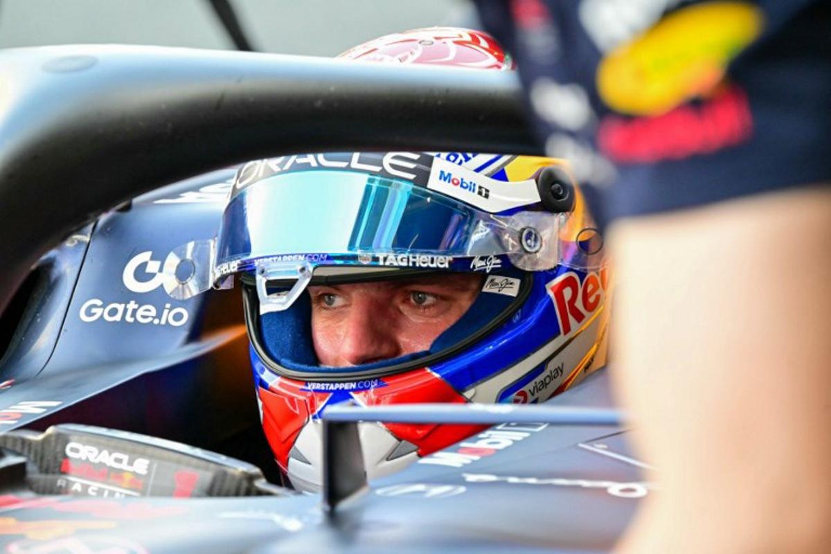 Red Bull Racing's Dutch driver Max Verstappen sits in his car during the first practice session of the 2025 Saudi Arabia Formula One Grand Prix at the Jeddah Corniche Circuit on April 18, 2025.  Giuseppe CACACE / AFP