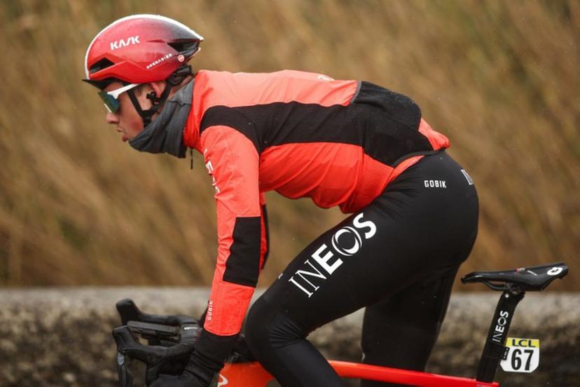 Ineos Grenadiers' British rider Samuel Watson cycles during the 6th stage of the Paris-Nice cycling race, 209,8 km between Saint-Julien-en-Saint-Alban and Berre l'Étang, on March 14, 2025.  Anne-Christine POUJOULAT / AFP