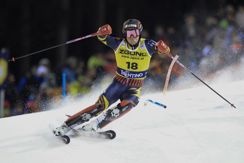 Belgium's Armand Marchant competes in the first run of the Men's Slalom event, part of the FIS Alpine Ski World Cup 2025-2026, in Madonna di Campiglio, northern Italy, on January 7, 2026.  Pierre TEYSSOT / AFP