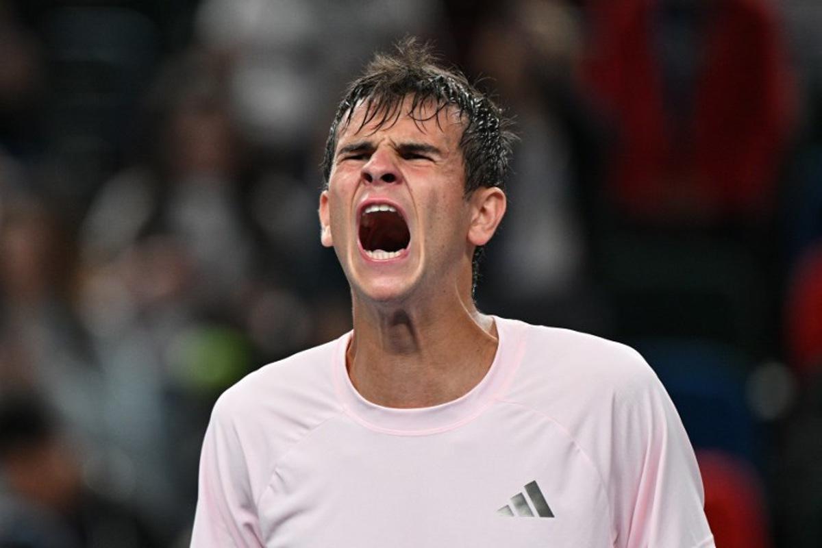 Spain's Rafael Jodar celebrates his victory against Norway's Casper Ruud during their men's singles quarter-final match at the Shanghai Masters tennis tournament in Shanghai on October 16, 2026.  Hector RETAMAL / AFP