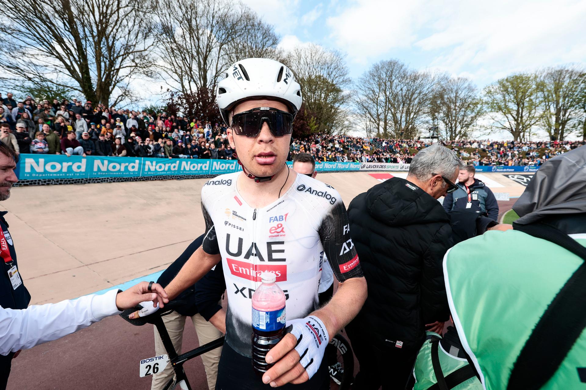 Belgian Florian Vermeersch of UAE Team Emirates pictured after the men elite race of the 'Paris-Roubaix' one day cycling race, 259,2 km from Compiegne to Roubaix, France, on Sunday 13 April 2025. BELGA PHOTO AFP POOL