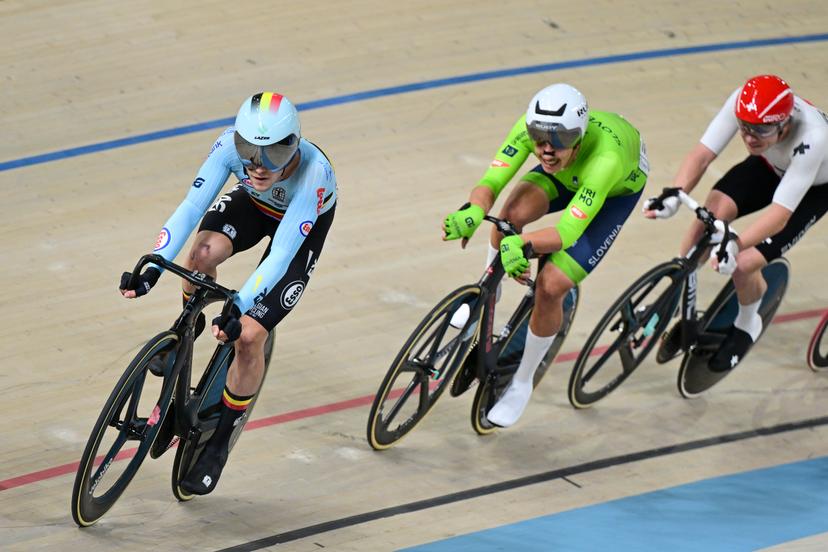 Belgian Milan Van den Haute pictured in action during the men's Omnium IV points race at day 4 of the 2026 UEC Track Elite European Championships, in Konya, Turkey, Wednesday 04 February 2026. The European Championships take place from 01 to 05 February 2026. BELGA PHOTO DIRK WAEM