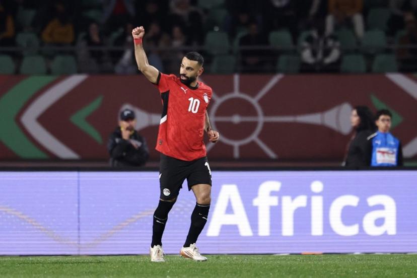 Egypt's forward #10 Mohamed Salah celebrates his goal during the Africa Cup of Nations (CAN) quarter-final football match between Egypt and Ivory Coast at the Grand stadium in Agadir on January 10, 2026.   FRANCK FIFE / AFP