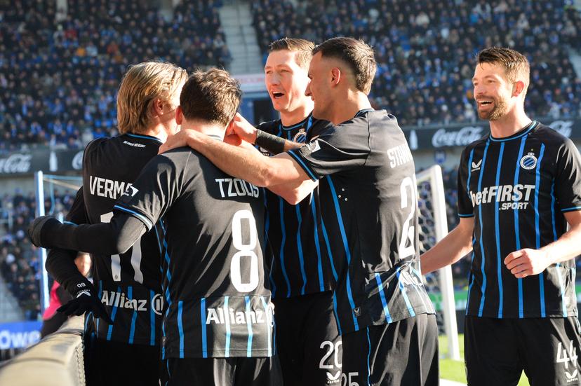 Club's Hugo Vetlesen celebrates after scoring during a soccer match between KRC Genk and Club Brugge, Friday 26 December 2025 in Genk, a game of day 20 of the 2025-2026 'Jupiler Pro League' first division of the Belgian championship. BELGA PHOTO JILL DELSAUX