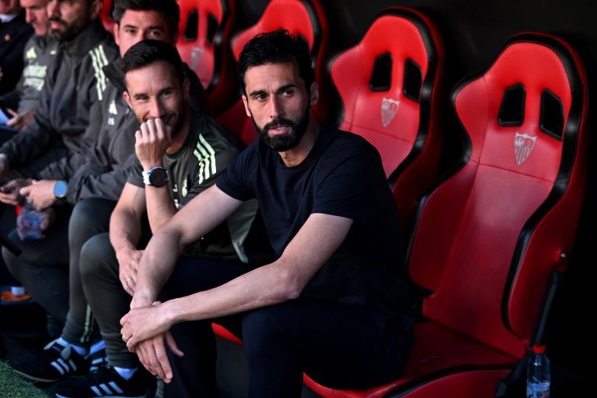 Real Madrid's Spanish coach Alvaro Arbeloa is seen before the Spanish league football match between Sevilla FC and Real Madrid CF at the Sanchez Pizjuan stadium in Seville on May 17, 2026.  CRISTINA QUICLER / AFP