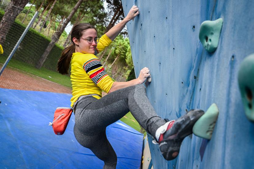 Belgian climber Chloe Caulier pictured in action during a training camp organized by the BOIC-COIB Belgian Olympic Committee in Belek Turkey, Saturday 19 November 2022. The stage takes place from 12 to 27 November. BELGA PHOTO LAURIE DIEFFEMBACQ