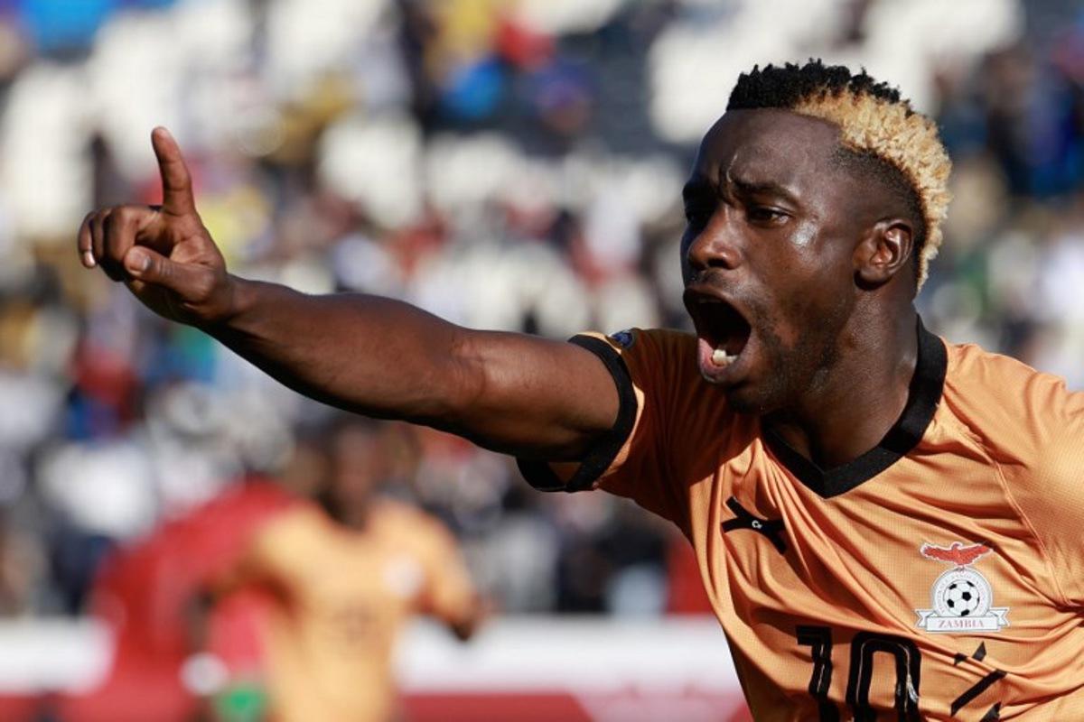 Zambia's forward #10 Fashion Sakala reacts during the Africa Cup of Nations (AFCON) Group A football match between Mali and Zambia at Mohammed V Stadium in Casablanca, Morocco on December 22, 2025.   Abdel Majid BZIOUAT / AFP