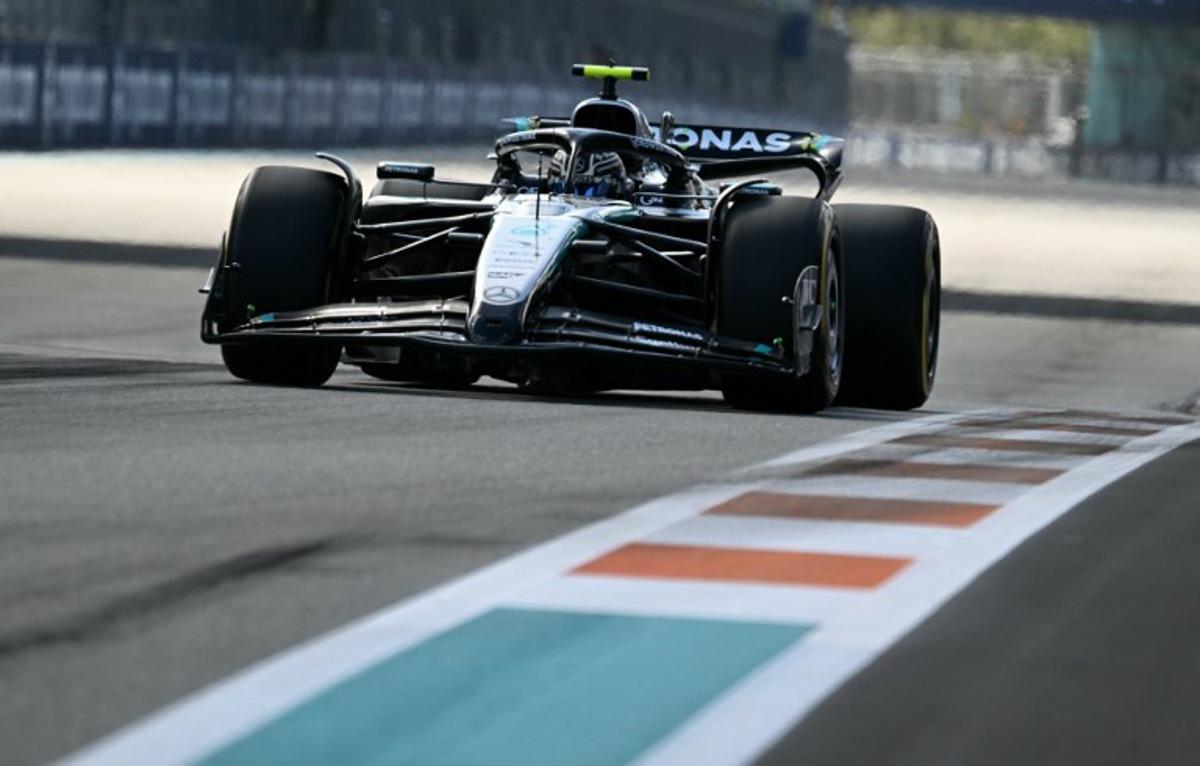 Mercedes' Italian driver Andrea Kimi Antonelli races during Sprint qualifying for the 2025 Miami Formula One Grand Prix at Miami International Autodrome in Miami Gardens, Florida, on May 2, 2025.   Chandan Khanna / AFP