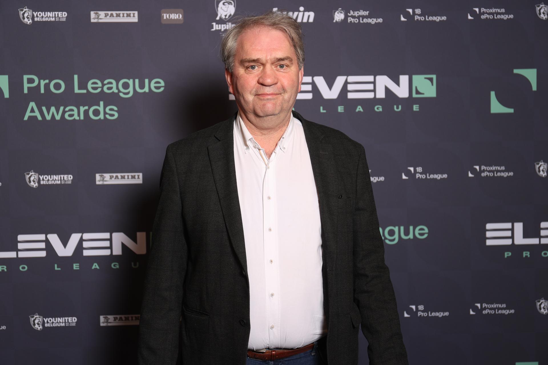 Pierre Francois poses for the photographer at the Pro League Awards 2021, for the best players in the 1st and 2nd (1b) divisions of the Belgian soccer championships, Monday 24 May 2021 in Brussels. BELGA PHOTO VIRGINIE LEFOUR