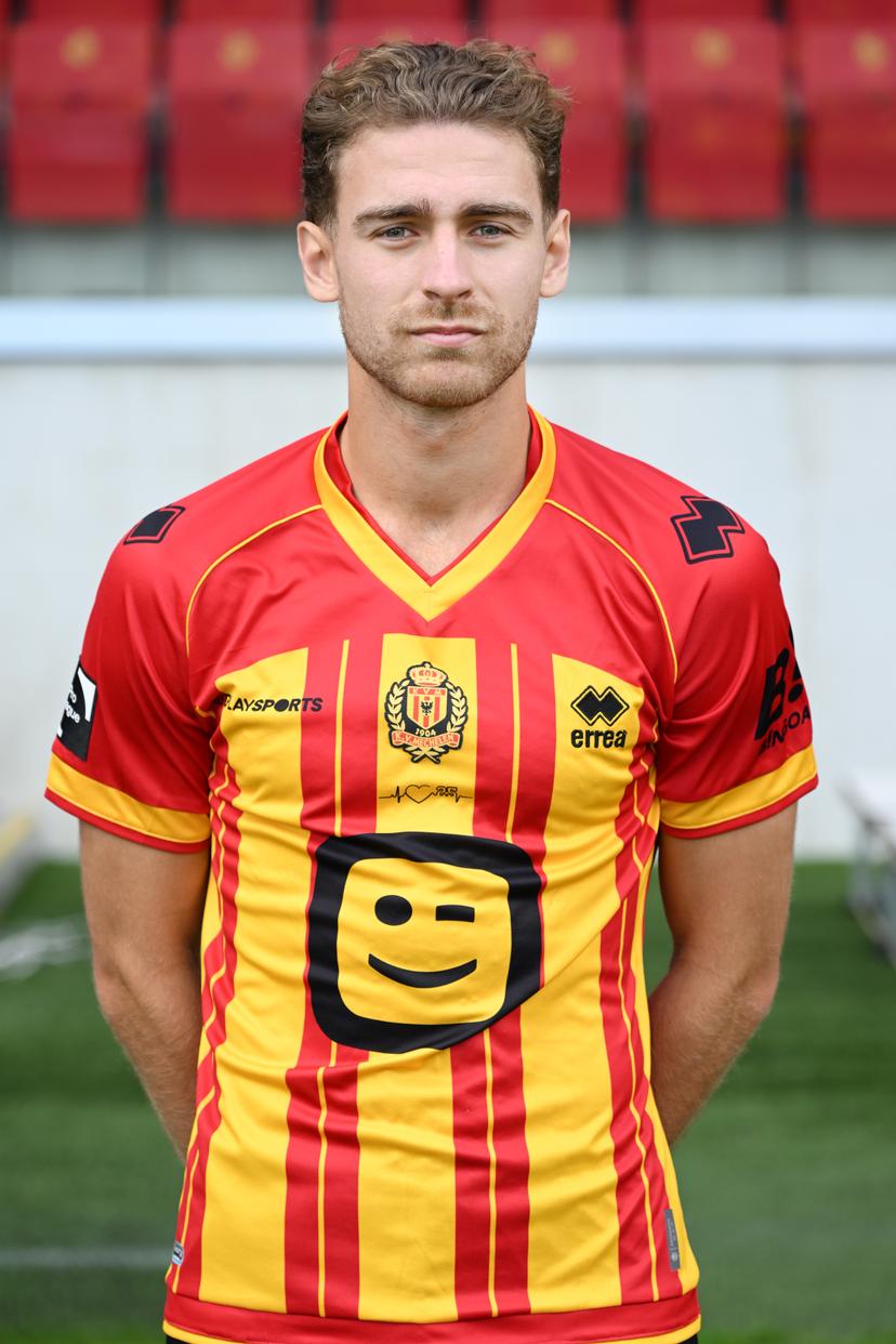 Mechelen's Ryan Teague poses for a picture at the 2025-2026 season photoshoot of Belgian soccer team KV Mechelen, Tuesday 16 September 2025 in Mechelen. BELGA PHOTO MAARTEN STRAETEMANS