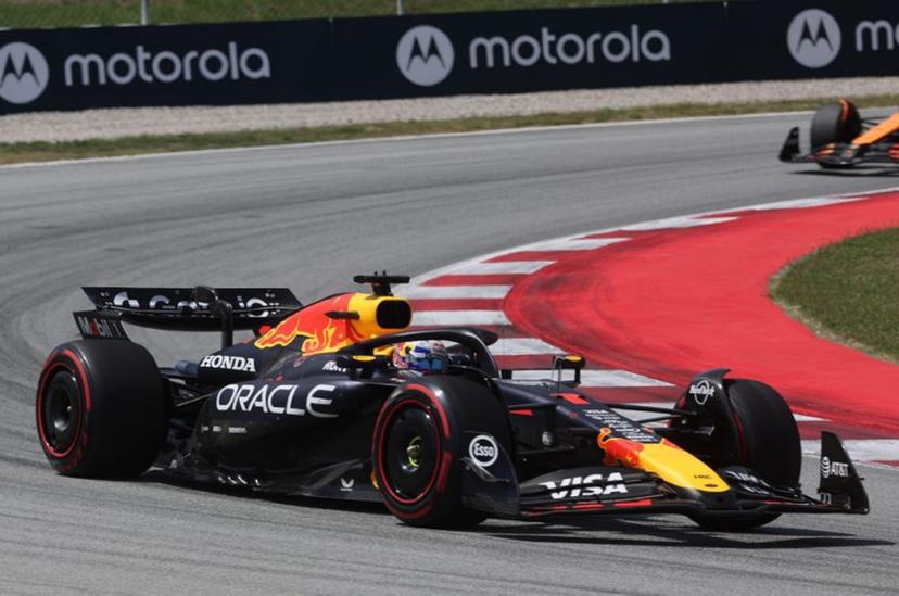 Red Bull's Dutch driver Max Verstappen competes during the Spanish Formula One Grand Prix at the Circuit de Catalunya in Montmelo, on the outskirts of Barcelona, on June 1, 2025.   Pierre-Philippe MARCOU / AFP