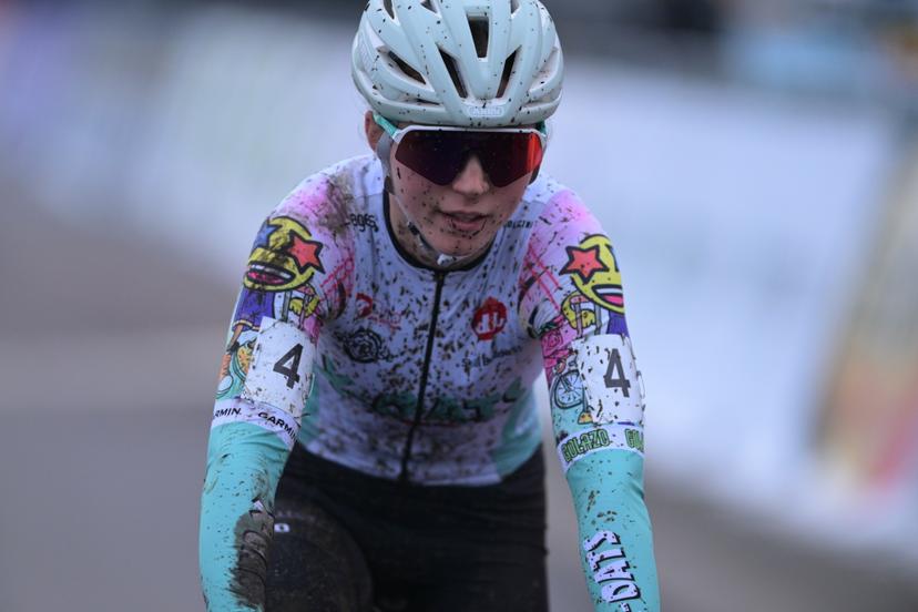 Belgian Kiona Crabbe finishes third at the Women elite race at the Belgian Cyclocross Championships in Beringen on Saturday 10 January 2026. BELGA PHOTO DAVID PINTENS