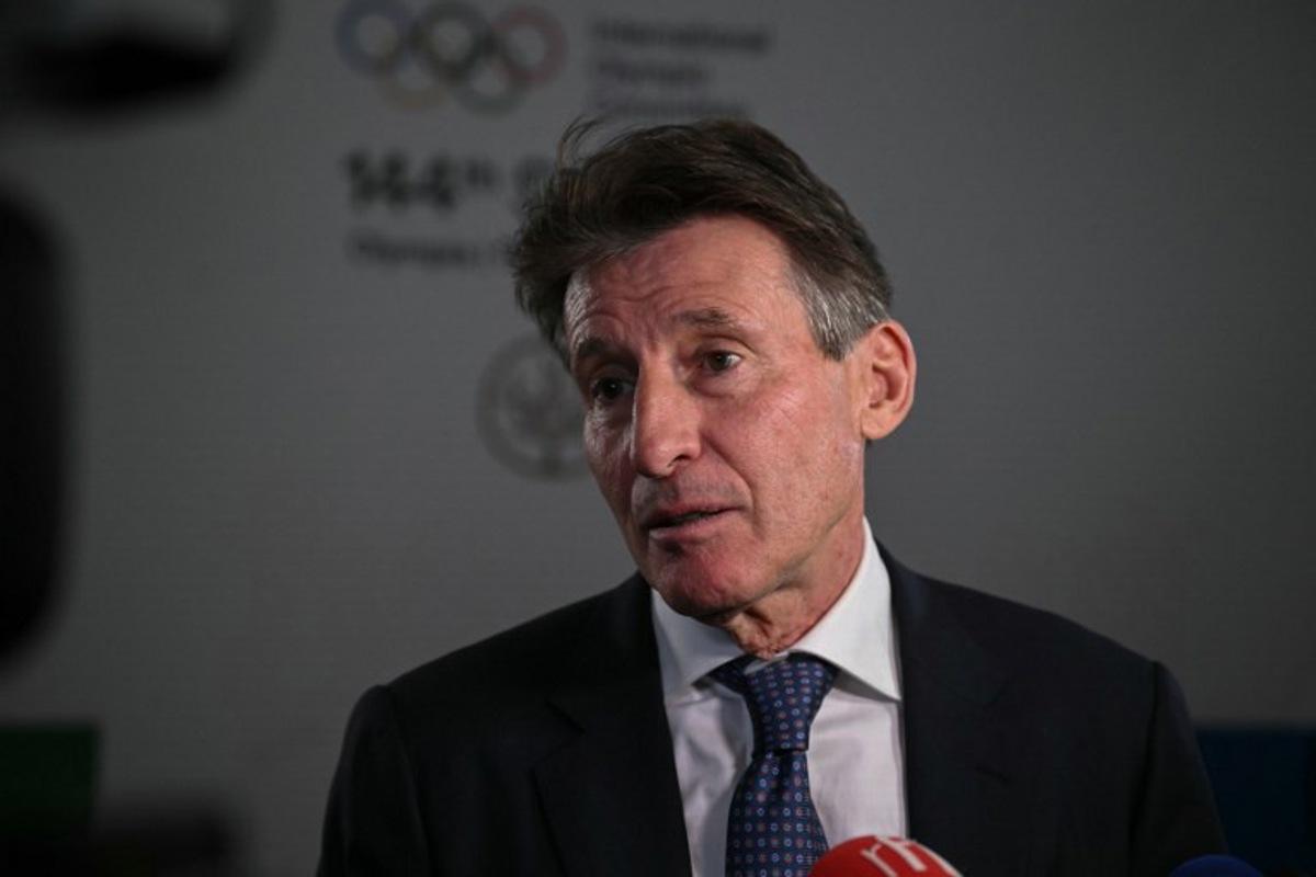 British candidate for the presidency of the IOC Sebastian Coe addresses media as he reacts after the results during the 144th IOC Session on the day of the election of the next President of the International Olympic Committee (IOC), in Costa Navarino, Greece on March 20, 2025. Zimbabwe's Kirsty Coventry was elected new President of International Olympic Committee on March 20, 2025.  Angelos Tzortzinis / AFP