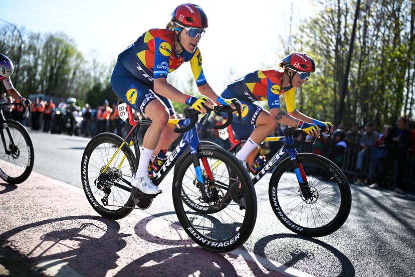 Dutch Ellen Van Dijk of Lidl-Trek pictured in action during the women's race of the 'Ronde van Vlaanderen/ Tour des Flandres/ Tour of Flanders' one day cycling race, 168,8k with start and finish in Oudenaarde, Sunday 06 April 2025. BELGA PHOTO JASPER JACOBS