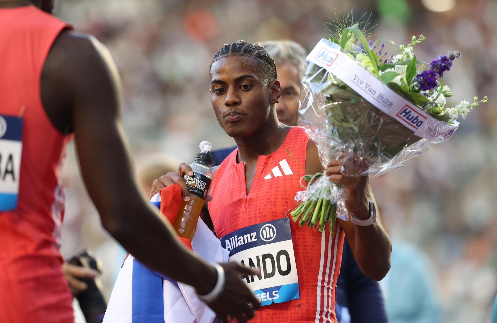 Domenican Alexander Ogando pictured during the 49th edition of the Memorial Van Damme Diamond League athletics event in Brussels, Friday 22 August 2025. BELGA PHOTO VIRGINIE LEFOUR