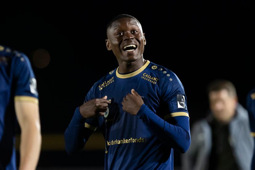 Beveren's Anthony Limbombe pictured after a soccer game between RSCA Futures and SK Beveren, Friday 18 April 2025 in Deinze, on the 30th and last day of the 2024-2025 'Challenger Pro League' 1B second division of the Belgian championship. BELGA PHOTO KRISTOF VAN ACCOM