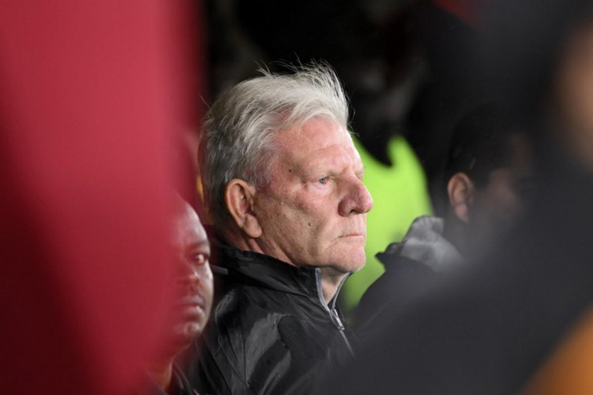 Uganda's head coach Paul Put looks on during the Africa Cup of Nations (CAN) Group C football match between Uganda and Tanzania at Al Medina Stadium in Rabat on December 27, 2025.   SEBASTIEN BOZON / AFP
