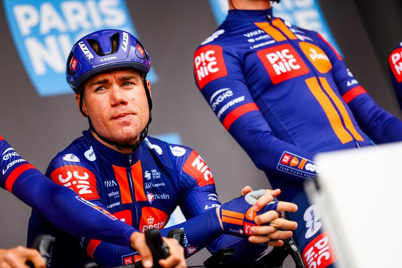 Dutch Fabio Jakobsen of Team Picnic PostNL pictured at the start of the first stage of 83th edition of the Paris-Nice cycling race, from and to Le Perray-en-Yvelines (156,5km), Sunday 09 March 2025. BELGA PHOTO DAVID PINTENS