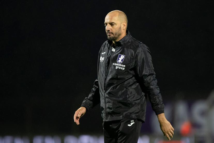 Patro Eisden's coach Stijn Stijnen pictured after a soccer match between Patro Eisden Maasmechelen and KAS Eupen, Sunday 13 September 2026 in Maasmechelen, on day 5 of the 2026-2027 'Challenger Pro League' second highest division of the Belgian championship. BELGA PHOTO KRISTOF VAN ACCOM