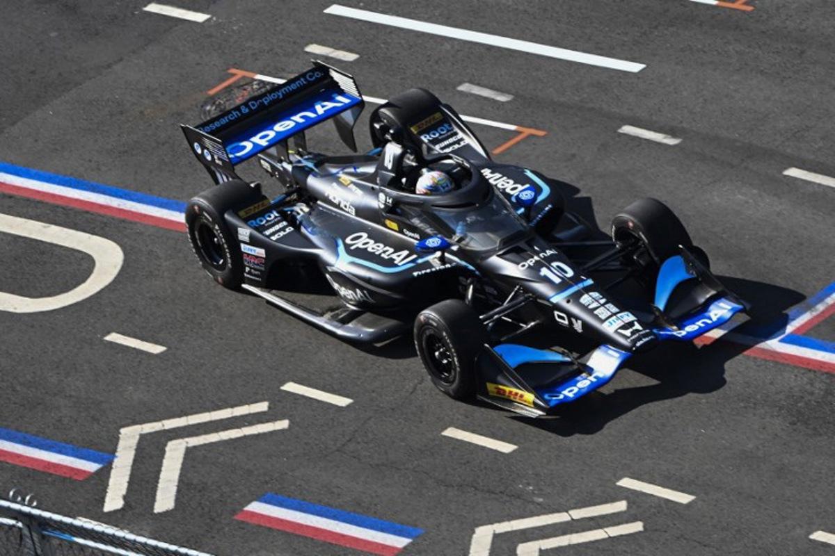 Championship points leader Spanish racer Alex Palou drives out of the pit lane for a practice round before the NTT Indycar Series race in the Freedom 250 Grand Prix in Washington, DC, on August 23, 2026. The Freedom 250 Grand Prix is part of celebrations marking the 250th anniversary of US independence. The race will cover 147 laps of a 1.7-mile, seven-turn street circuit around the National Mall, passing landmarks including the US Capitol and Washington Monument. ROBERTO SCHMIDT / AFP