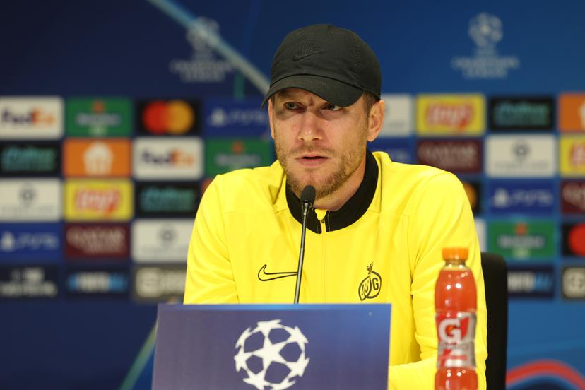 Union's head coach Sebastien Pocognoli pictured during a press conference of Belgian soccer team Royale Union Saint-Gilloise in Eindhoven, The Netherlands, on Monday 15 September 2025. The team prepares for tomorrow's match against Dutch team PSV Eindhoven, on the opening day of the League phase of the UEFA Champions League tournament. BELGA PHOTO VIRGINIE LEFOUR