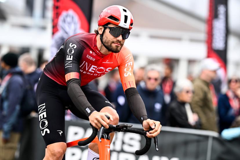 Italian Filippo Ganna of Ineos Grenadiers pictured at the start of the men elite race of the 'Paris-Roubaix' one day cycling race, 259,2 km from Compiegne to Roubaix, France, on Sunday 13 April 2025. BELGA PHOTO JASPER JACOBS