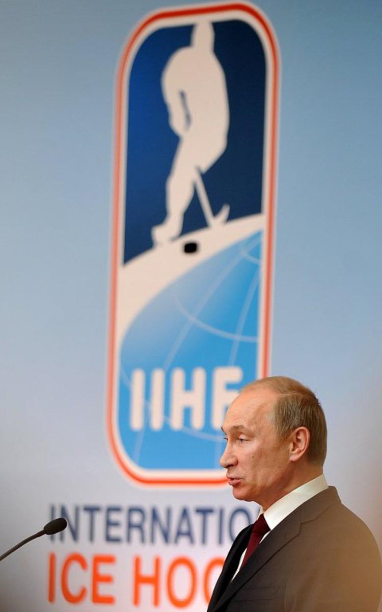 Russian Prime Minister Vladimir Putin speaks as he attends the IIHF Congress 2011 during their IIHF Ice Hockey World Championship in Bratislava city on May 13, 2011. AFP PHOTO / JOE KLAMAR  Joe KLAMAR / AFP