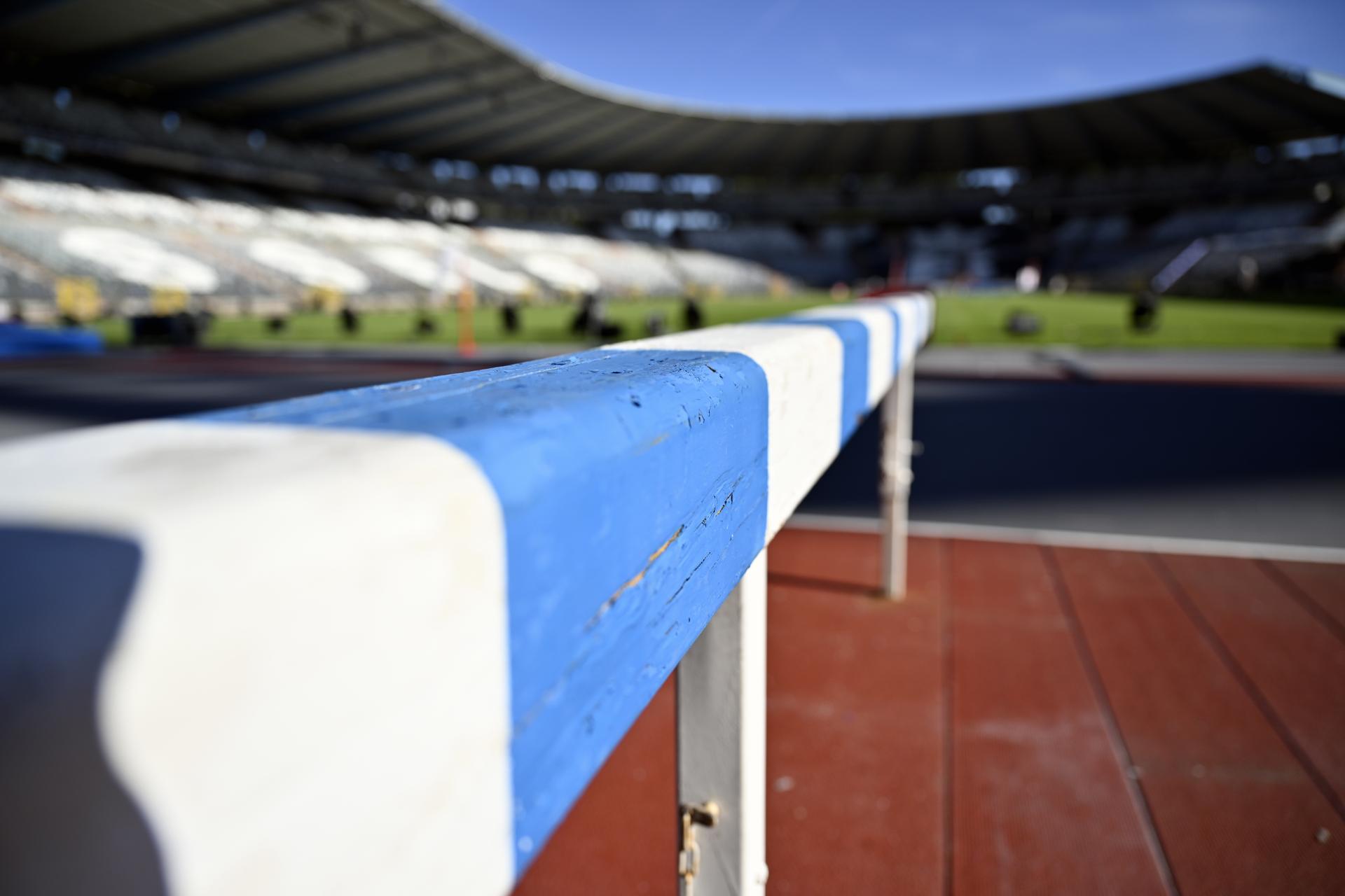 Illustration picture shows the steeple beam during the inauguration of the new track at the King Baudouin stadium/ Koning Boudewijnstadion/ Stade Roi Baudouin, in Brussels, Tuesday 05 September 2023. The 47th edition of the Memorial Van Damme Diamond League meeting takes place on 08 September 2O23. BELGA PHOTO ERIC LALMAND