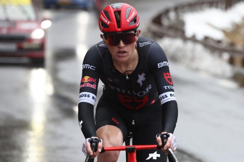 Tudor Pro Cycling Team's Australian rider Michael Storer cycles in a breakaway in the final kilometers of the 7th stage of the Paris-Nice cycling race, 109,3 km between Nice and Auron, on March 15, 2025.  Anne-Christine POUJOULAT / AFP