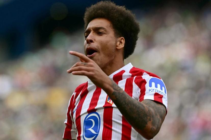 Atletico Madrid's Belgian midfielder #20 Axel Witsel celebrates scoring his team's second goal during the FIFA Club World Cup 2025 Group B football match between US Seattle Sounders and Spain's Atletico de Madrid at the Lumen Field stadium in Seattle on June 19, 2025.  Pablo PORCIUNCULA / AFP