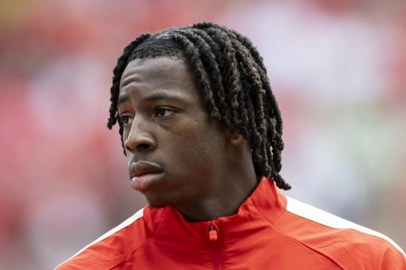 Switzerland's midfielder #9 Johan Manzambi poses prior a friendly match between Switzerland and Jordania ahead of the 2026 FIFA World Cup football tournament at the Kybunpark stadium, in St. Gallen, on May 31, 2026.  Ennio LEANZA / AFP