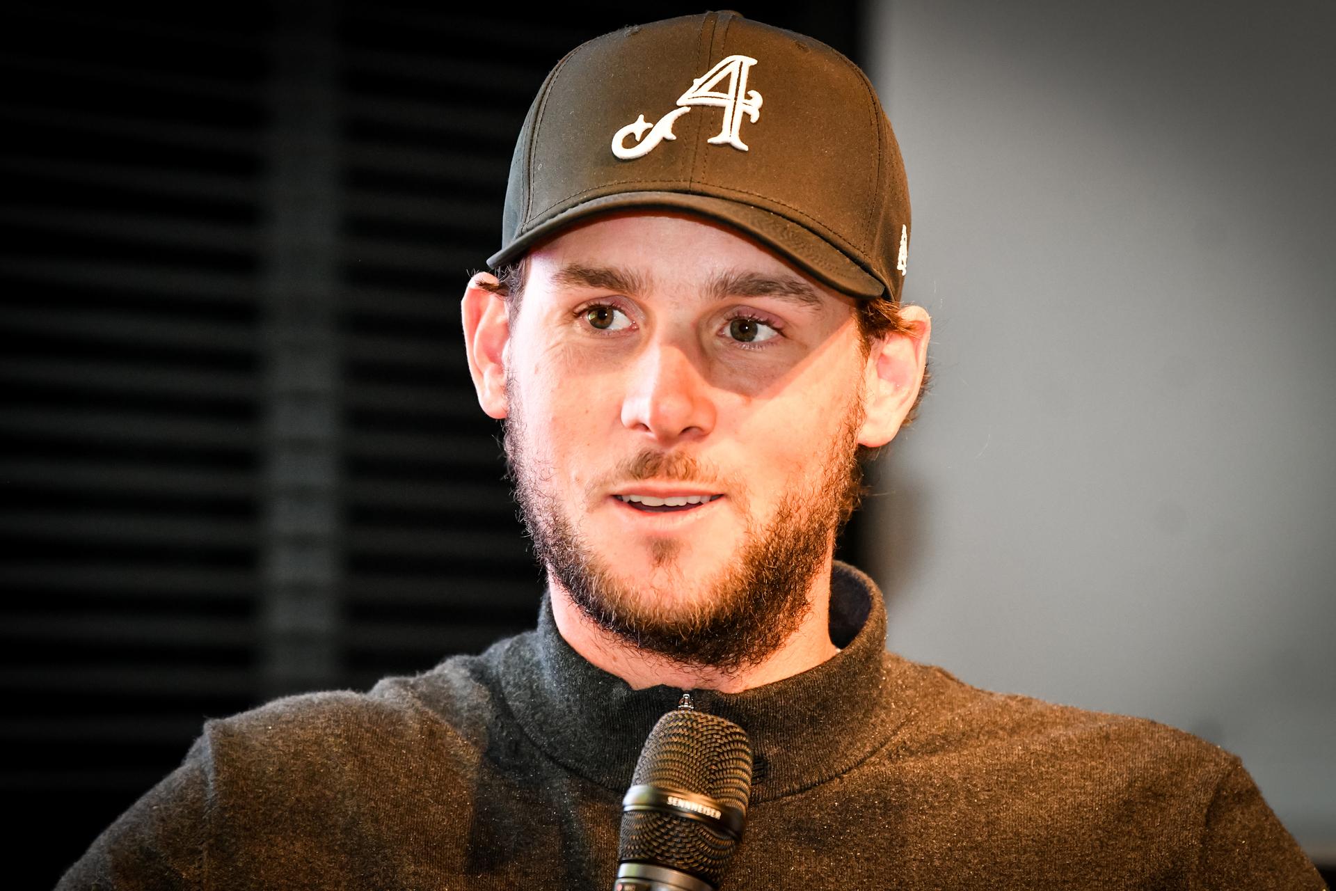 Belgian Thomas Pieters pictured during a press conference regarding the 2025 Soudal Open DP World Tour golf tournament, in Turhout, Wednesday 26 February 2025. From May 22 to 25, Rinkven Golf Club in Schilde will host the fourth edition of the Soudal Open, the Belgian leg of the DP World Tour. BELGA PHOTO JILL DELSAUX