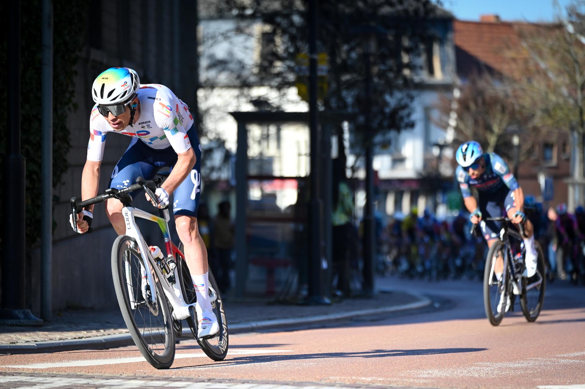 French Baptiste Vadic of TotalEnergies pictured in action during the 'Ename Samyn Classic' one day cycling race, 203,8km from Quaregnon to Dour on Tuesday 03 March 2026. BELGA PHOTO ELIAS ROM