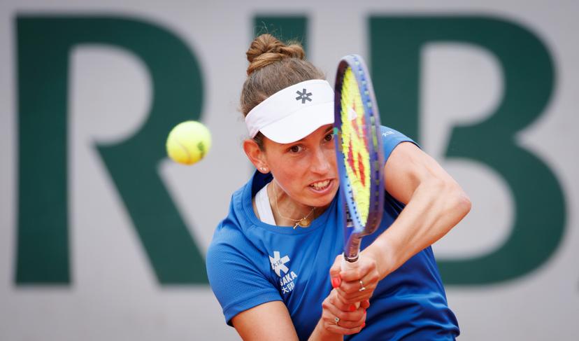 Belgian Elise Mertens pictured in action during the afternoon training session at the Roland Garros French Open tennis tournament, in Paris, France, Saturday 24 May 2025. This year's tournament takes place from 19 May to 08 June. BELGA PHOTO BENOIT DOPPAGNE