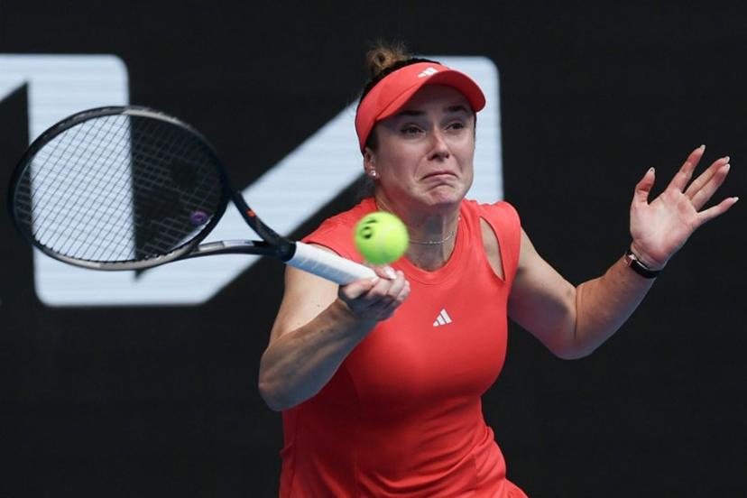 Ukraine's Elina Svitolina hits a return to USA's Madison Keys during their women's singles quarter-final match on day eleven of the Australian Open tennis tournament in Melbourne on January 22, 2025.  Adrian DENNIS / AFP