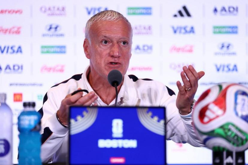 France's head coach Didier Deschamps gives a press conference at Gillette Stadium in Foxborough, Massachusetts, on July 08, 2026, during the 2026 World Cup football tournament.  FRANCK FIFE / AFP