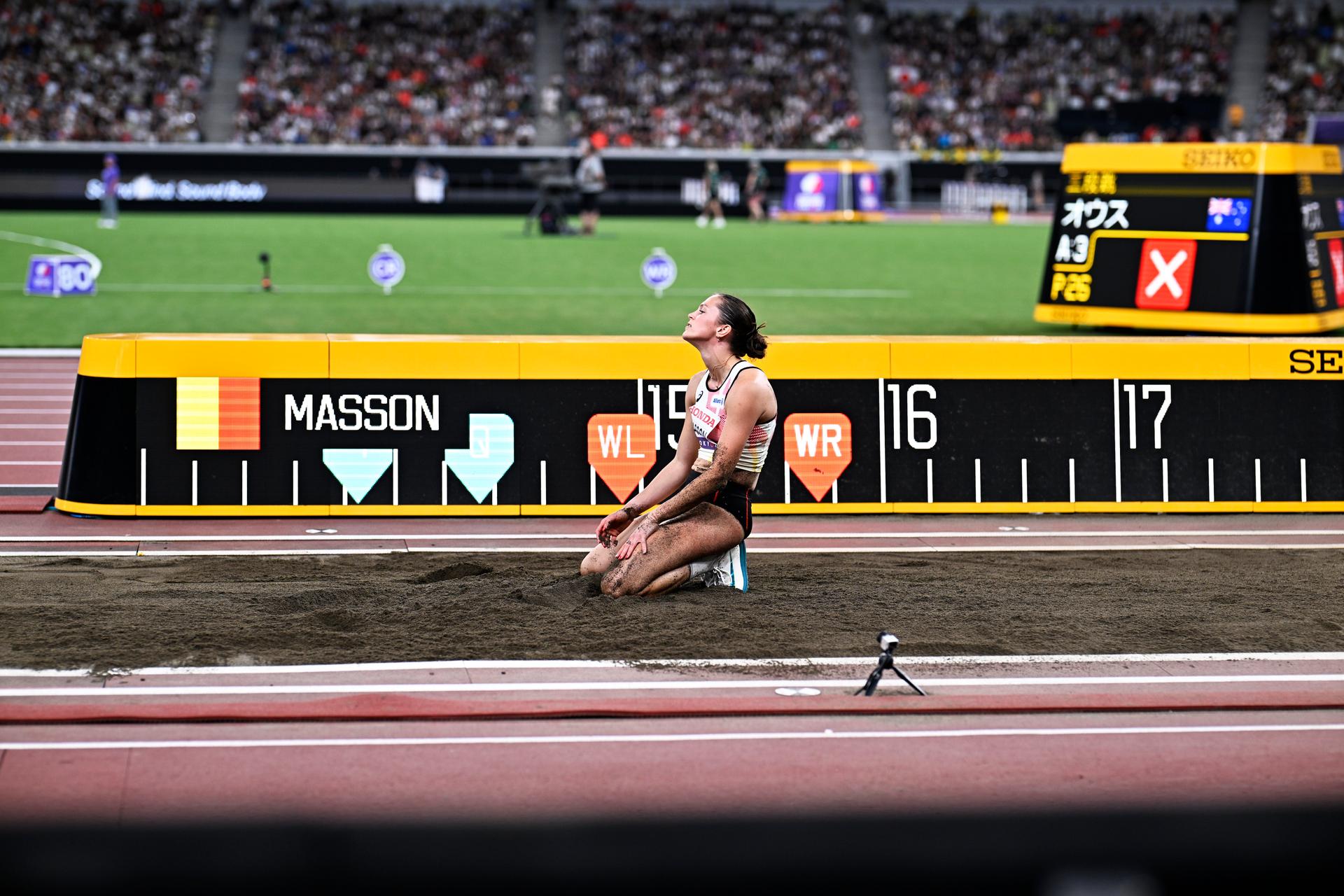 Belgian Ilona Masson pictured during the Triple Jump women qualifications, at the World Athletics Championships in Tokyo, Japan, on Tuesday 16 September 2025. The outdoor Worlds are taking place from 13 to 21 September. BELGA PHOTO JASPER JACOBS